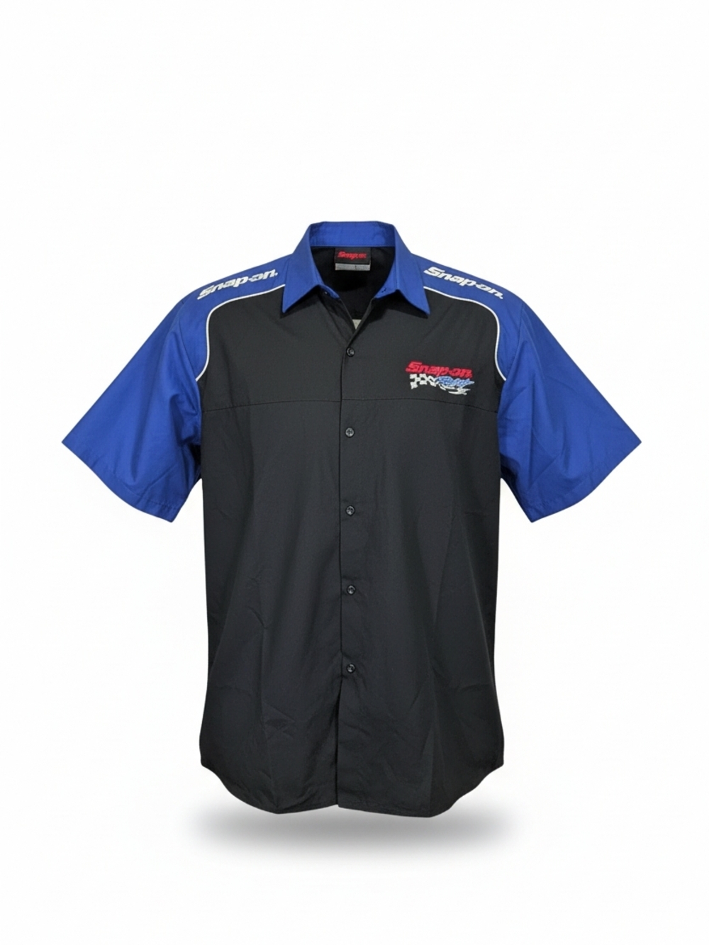 Snap Men's Black & Royal Blue Mechanic Short-Sleeve Work Shirt